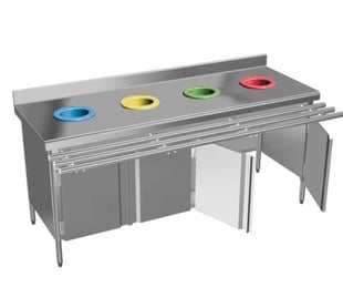 Sofinor RVS debrasseermeubel 2 afvalgaten - MLT2
