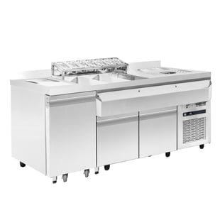 Combisteel | Gekoelde cocktail bar station   incl. spoelbak, glazenspoeler, speedrail voor flessen, snijplank en afvalbak - CMBI-7083.0050