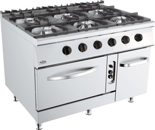 Combisteel | Base 900 gasfornuis 6 br. met gasoven - CMBI-7178.3025