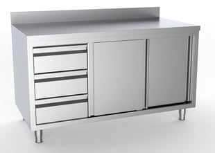 Combisteel | 700 werktafel schuifdeuren laden links met rand 1400 - CMBI-7333.0264