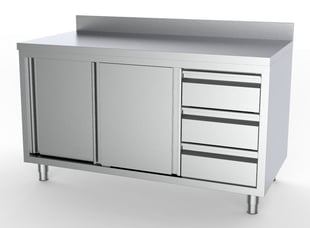 Combisteel | 700 werktafel schuifdeuren laden rechts met rand 1600 - CMBI-7333.0274