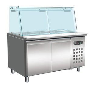 Combisteel | Bakkerskoelwerkbank glas recht 2 deuren  4x 1/1 gn pan - CMBI-7950.0420