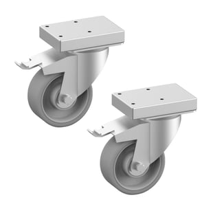 Diamond | Roestvrij stalen wielen met rem Ø 100 mm (2 stuks) | A7/KRT-2F