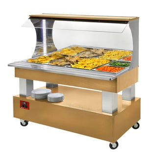 Diamond | Warm wandbuffet, bain-marie, 4x GN 1/1-150 (Licht eiken hout) | ABM/4N-D1