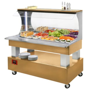 Diamond | Buffet - Wandsalad bar, gekoeld, 4x GN 1/1-150 (Licht eiken hout) | ASB/4N-D1-R2