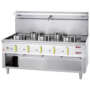 Diamond | Wok-fornuis 5 branders met watergordijn | ASIA2-C5R