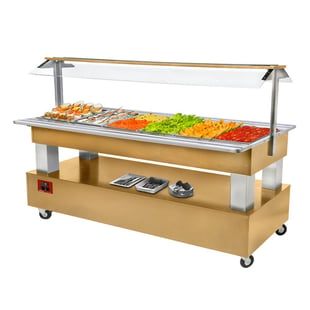 Diamond | Buffet - Salad bar, gekoeld, 6x GN 1/1-150 (Licht eiken hout) | BSB/6N-D1-R2