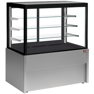 Diamond | Panoramische gekoelde uitstaltoonbank, geventileerd, 4 niveaus, zonder reserve - GRIJS | CB10V-G5/P2
