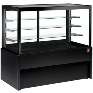 Diamond | Panoramische gekoelde uitstaltoonbank, geventileerd, 4 niveaus, zonder reserve - ZWART | CB15V-B9/P2