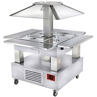 Diamond | Eiland bain-marie, warm buffet  4x GN 1/1-150 (wit hout) | CBM/4D-A1