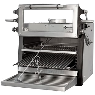Diamond | Houtskooloven-BBQ, GN 1/1 (60 Kg/h)/ - Hefbare deur/Roestvrij staal | CBQ-060/RX