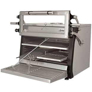 Diamond | Houtskooloven-BBQ, GN 1/1 + GN2/4 (75 Kg/h)- Hefbare deur/Roestvrij staal | CBQ-075/RX