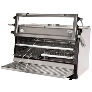 Diamond | Houtskooloven-BBQ, GN 2/1 + GN1/1 (120 Kg/h)- Hefbare deur/Roestvrij staal | CBQ-120/RX