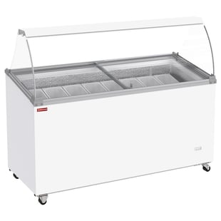 Diamond | IJsconservator met toonbank, 467 liter, schuifdeksels op wieltjes met gebogen glas, capaciteit voor 8 bakken | CCV7-MG