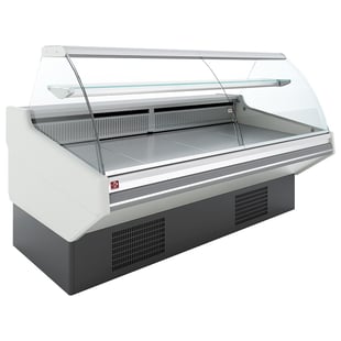 Diamond | Geventileerde toonbank, met opslag, gebogen glas - WITTE voorkant | CMN30-V3