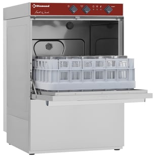 Diamond | Glazenwasser mand 400x400 mm + afvoerpomp en doseerder van vloeibaar wasmiddel | DC402/6-PSD4