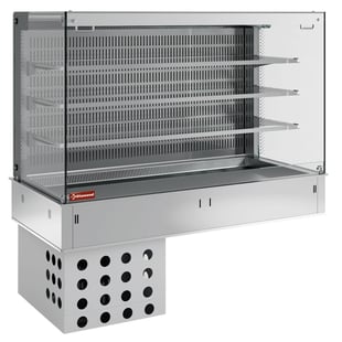 Diamond | Muurmodel met kuip en "vierkante" open uitstalvitrine 3 niveau's (met gordijn), gekoeld, geventileerd, 5x GN 1/1 | DPA/CCVA318-R2