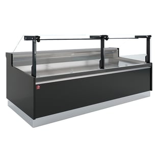 Diamond | Geventileerde vitrinetoonbank, met reserve, verticale ruit 90° met zuigerlift - FULL BLACK | DPT32-V5
