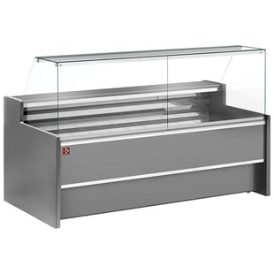 Diamond | Geventileerde gekoelde vitrinetoonbank- met recht frontglas 90° met reserve - GRIJS | FC25/G8-VR2