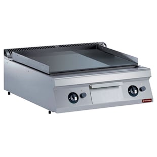 Diamond | Bakplaat op gas, 2/3 vlak en 1/3 geribd, hard verchroomde -TOP- | G22/PMCD8T-N