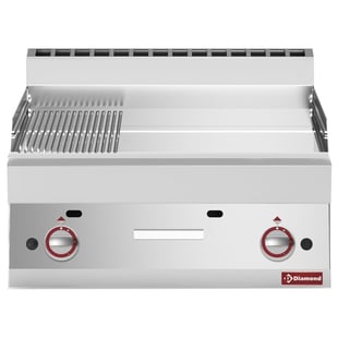 Diamond | Bakplaat op gas 2/3 vlak en 1/3 geribbeld -Top- hard verchroomde "50 µm" | G65/PMCD7T-N