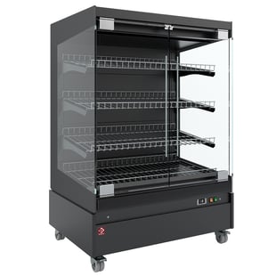 Diamond | Warmte vitrine, zelfbediening, met glazen deur, op wielen - FULL BLACK | HAS10-P5