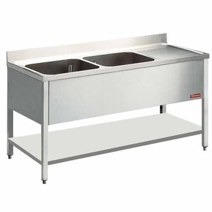Diamond | Spoeltafel met 2 kuipen en 1 druipvlak | L1421D-D