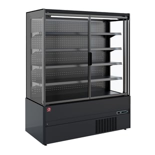 Diamond | Gekoeld wandmeubel, zelfbediening, klapdeuren - FULL BLACK | LML13-F5