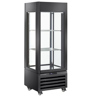 Diamond | FULL glazen vitrine" 440 liter, 1 niveau + 2 planken, geventileerd - WINE - ZWART | MAX/507-VB
