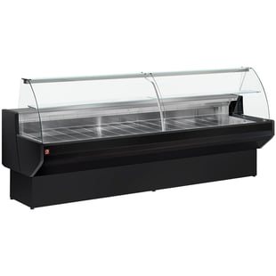 Diamond | Gekoelde vitrinetoonbank met gebogen ruiten, met reserve - ZWART | ML10/B5-R2