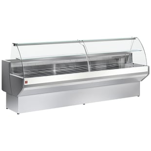 Diamond | Gekoelde vitrinetoonbank met gebogen ruiten, met reserve - GRIJS/WIT | ML10/E8-R2