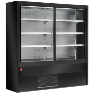 Diamond | Gekoeld wandmeubel, geventileerd met glazen schuifdeuren - ZWART | PD18/B5-R2C