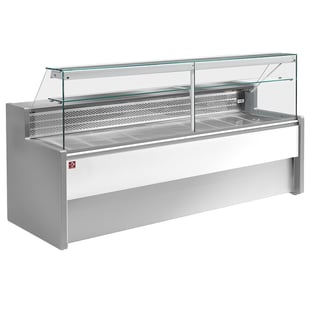 Diamond | Gekoelde vitrinetoonbank met rechte ruit 90°, met reserve - GRIJS/WIT | RO25/E8-R2