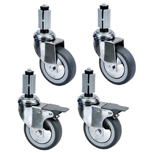 Diamond | Set van 4 verchroomde wielen Ø 100 (2 met rem) voor tafels | RS10S4-SA1
