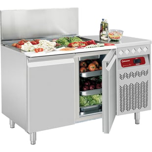 Diamond | Geventileerde koeltafel met 2 deuren GN1/1, 260 Lit. gekoelde bovenstructuur | SG2-G3/P9