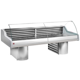 Diamond | Gekoelde vitrine toonbank met gebogen ruit, op sokkels | SG35B/A1-R2