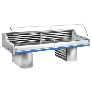 Diamond | Gekoelde vitrine toonbank met gebogen ruit, op sokkels | SG35B/B1-R2