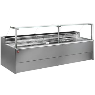 Diamond | Geventileerde gekoelde vitrinetoonbank- met recht frontglas 90° met reserve - GRIJS | VZ15/G8-VR2