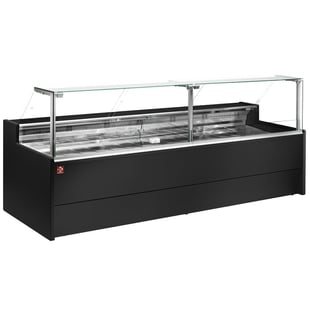 Diamond | Geventileerde gekoelde vitrinetoonbank- met recht frontglas 90° met reserve - ZWART | VZ25/B5-VR2