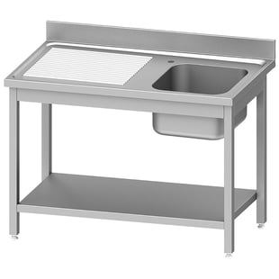 Diverso by Diamond | RVS spoeltafel ECO met 1 kuip en 1 links druipvlak, met onderblad | WR-C1E1-2GS