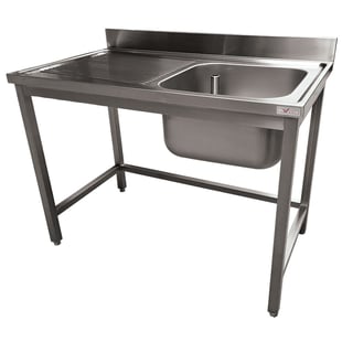 Diverso by Diamond | RVS spoeltafel ECO met 1 kuip en 1 links druipvlak, zonder onderblad | WR-C1E1-2G