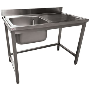 Diverso by Diamond | RVS spoeltafel ECO met 1 kuip en 1 rechts druipvlak, zonder onderblad | WR-E1C1-2D