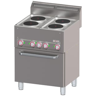 Diverso by Diamond | Fornuis met 4 elektrische kookplaten op conventieoven GN1/1 | WR-E4CF-22