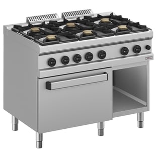 Diverso by Diamond | Gasfornuis 6 branders, op gasoven GN 2/1 en kast | WR-G6BF-F2