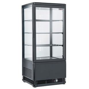 Diverso by Diamond | Vitrine tafelmodel geventileerd, 4 glazen zijden, 4 niveau, 80 litres - "Zwart" | WR-V4F1-BL