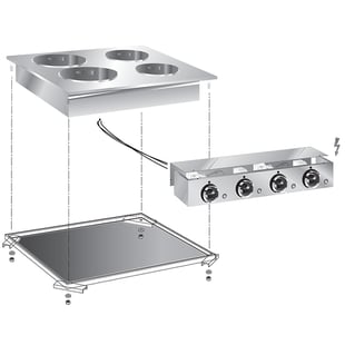 Gastro Inox | Mareno drop-in elektrische kookplaat, 60 cm, 4 plaats, met aansluitblok - GI-160.508