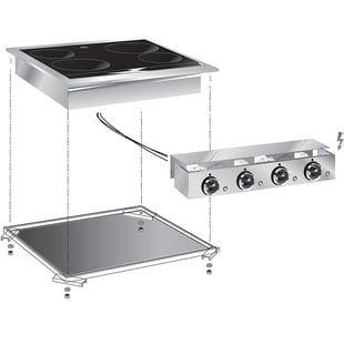Gastro Inox | Mareno drop-in elektrische kermamische kookplaten, 60 cm 4 zones, met aansluitblok - GI-160.512