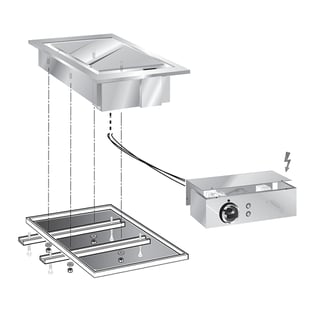 Gastro Inox | Mareno drop-in bakplaat 40 cm, verchroomd bakoppervlak, met aansluitblok - GI-160.532