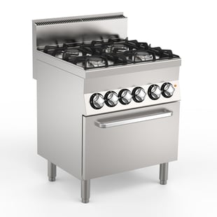 Gastro Inox | Mareno M1-600 gasfornuis met 4 x 6Kw branders en elektrische oven, 70cm - GI-161.009