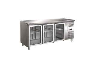 Gastro Inox | Gastro-Inox RVS GN koelwerkbank met 3 glasdeuren, geforceerd gekoeld - GI-202.232
